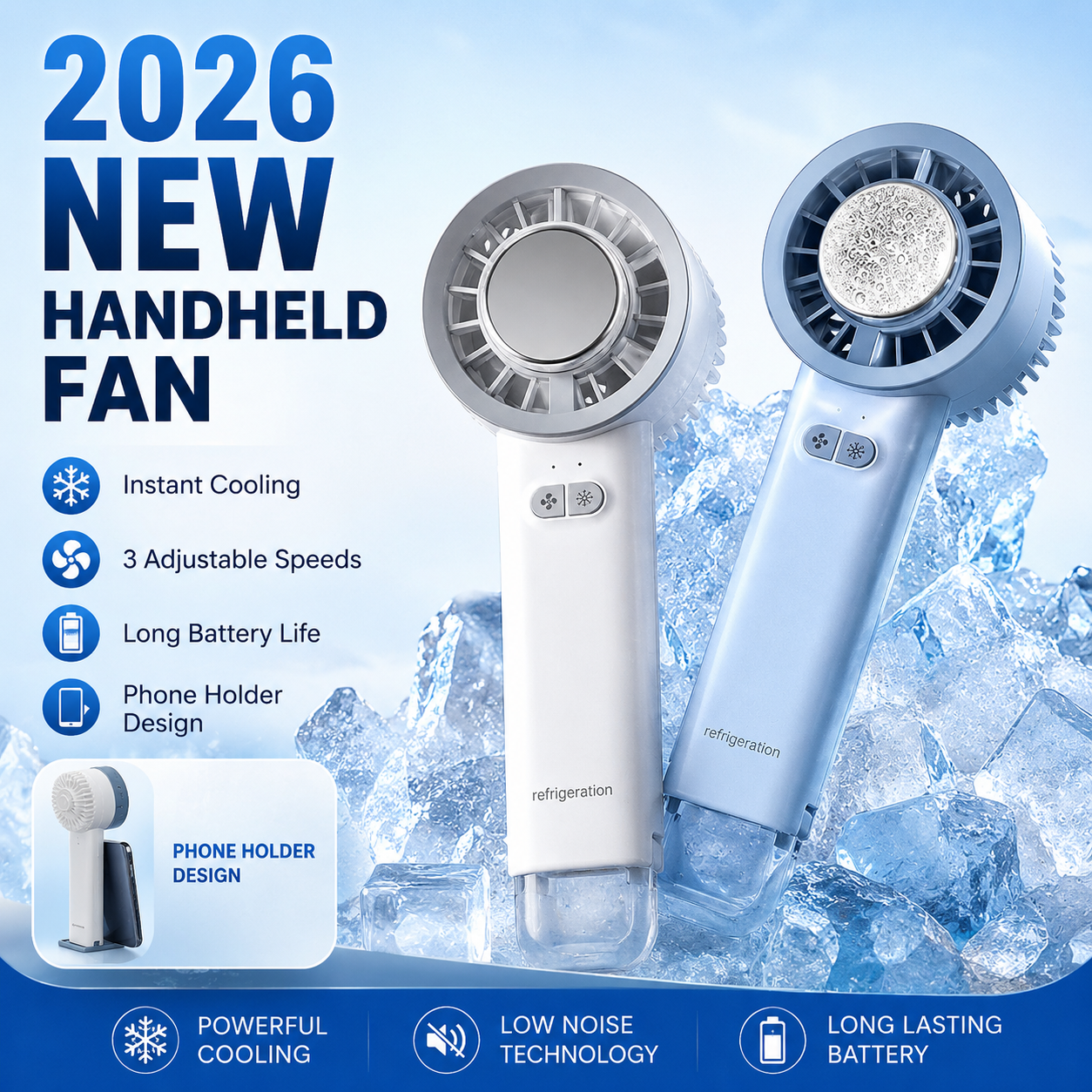 Summer Gadget Handheld Turbo Jet Fan Mini Portable Ice Cold Fan Generation Brushless Motor Wind High Speed Duct Fans Violent Blower